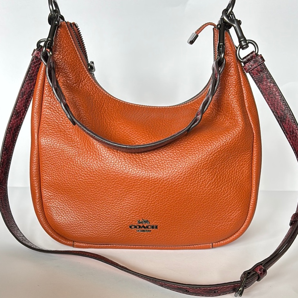 Coach Jules Hobo Burnt Orange Leather Shoulder Bag